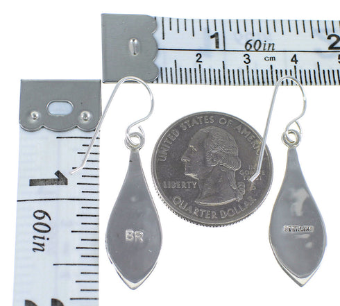 Authentic Sterling Silver Turquoise Inlay Southwestern Hook Dangle Earrings VX55852